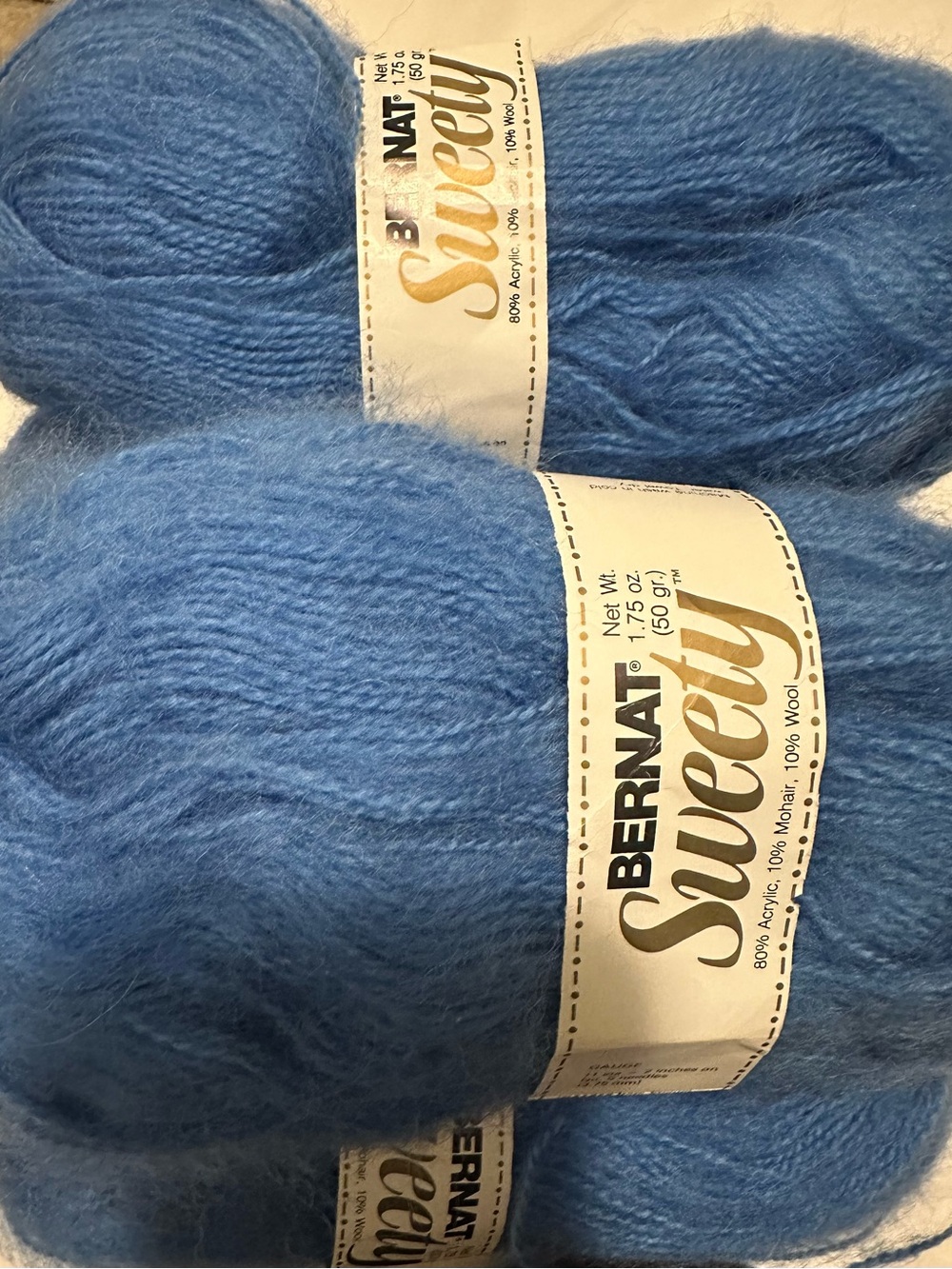 Bernat Sweety Fluffy Mohair Yarn Cadet Blue 2262 DK Lot of 7 Skeins